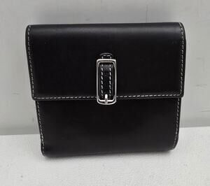Vintage Coach Black Leather Bifold Wallet Coin Purse Silver Buckle